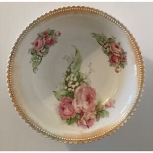 Antique PK Selesia 9” Rose Pattern Serving Bowl. Truly Beautiful Check Pictures